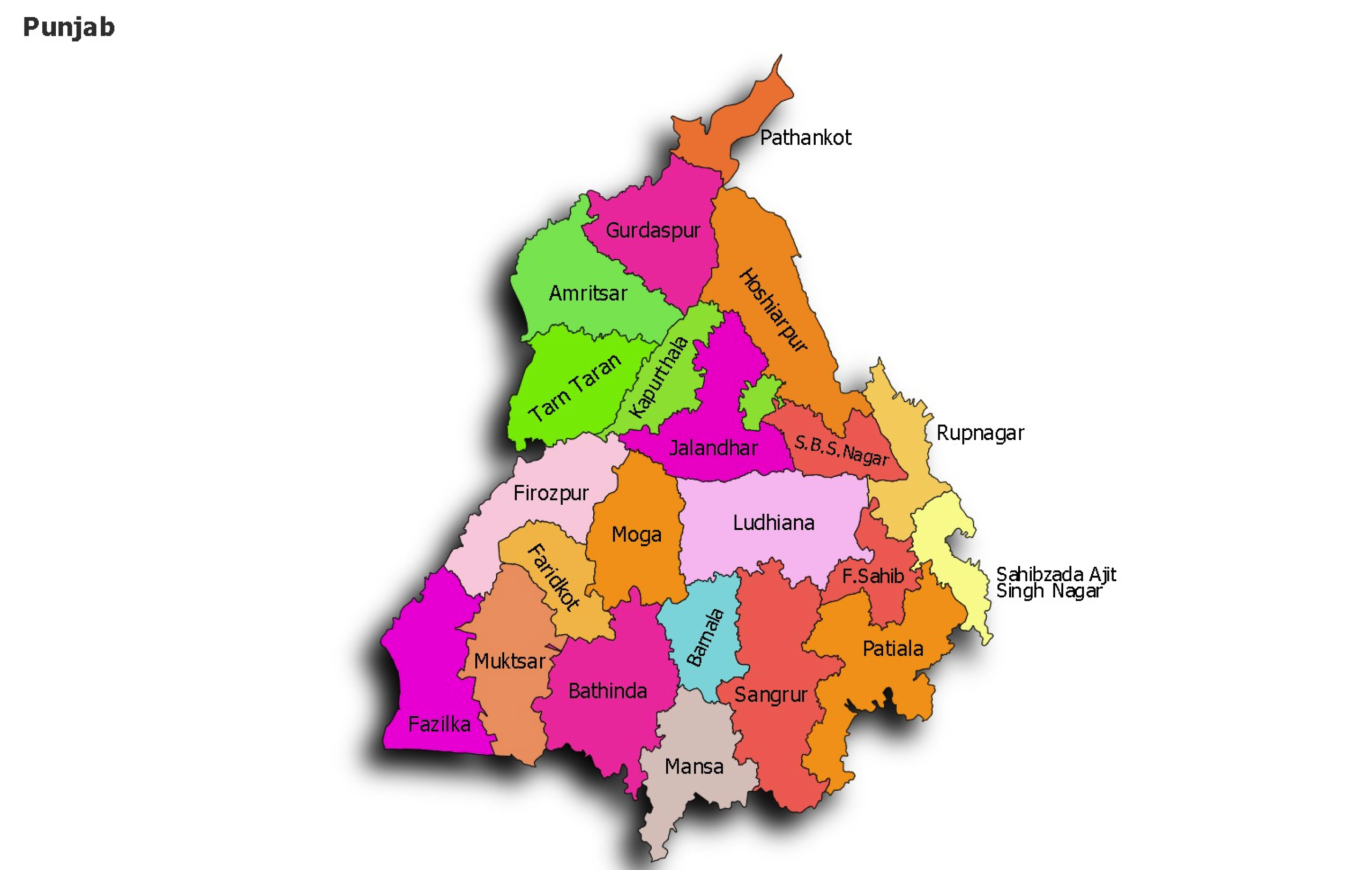 Map highlighting Punjab in India